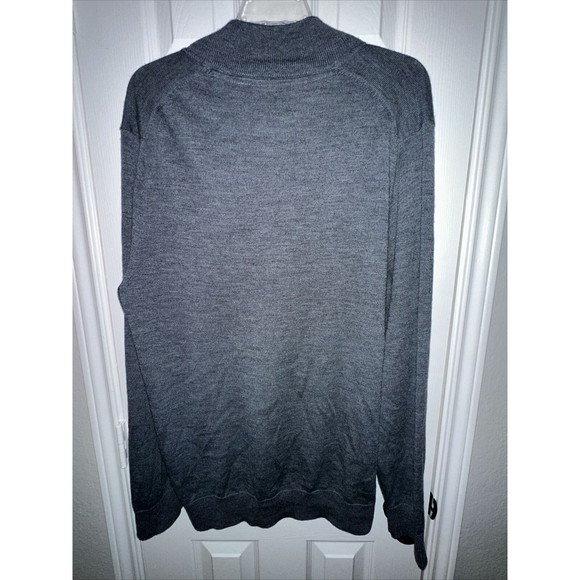 Fairlane Heathered Grey Blue 100% Merino Wool Quarter Zip size L Large Golf - Picture 3 of 4